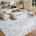 8x10 Washable Area Rugs for Living Room Grey Non-Slip Rug