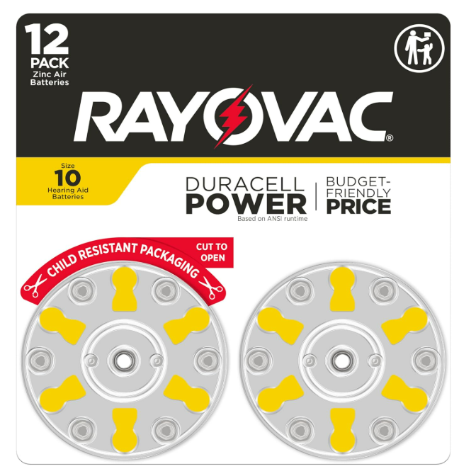 RAYOVAC Size 10 Hearing Aid Batteries (12 Pack), Size 10 Batteries, 2 Sets