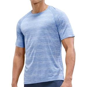 MIER Mens T Shirts Short Sleeve Quick Dry Active Tee for Running Workout Gym, (Stripe Header Light Blue, 3XL)