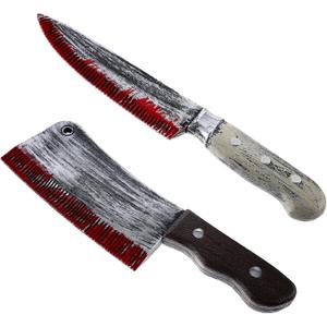 2 Pieces Plastic Bloody Knife Halloween Bloody Toy Knife for Halloween Costume Accessory