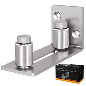 JUGREAT Barn Door Mounted Stainless Steel Sliding Door Guide-1 Pack (For Doors Up to 2 1/8 inches, Flush Bottom Design)