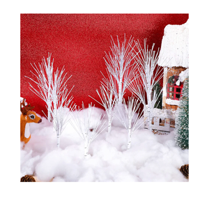 8  Pcs Christmas Village Trees Birch Tree Mini Decor Trees Artificial Tree Ornament Display Tree Fake Tree Branches Tabletop Tree Set for Autumn Winter Home Office Table Decor, 3 Sizes