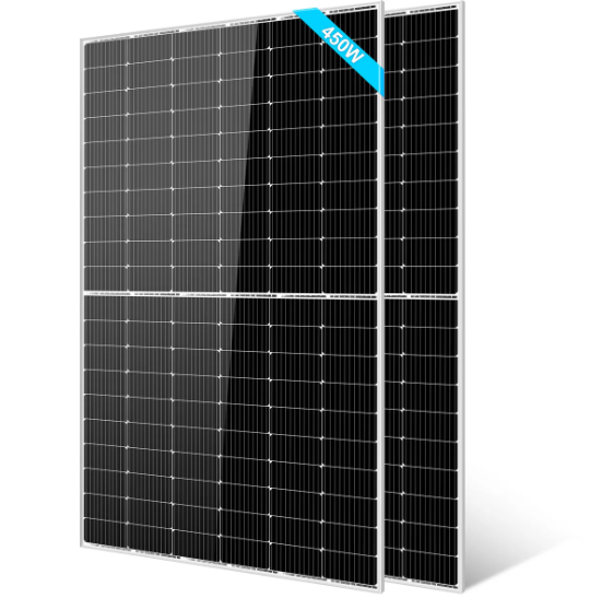 2Pcs 450 Watt Solar Panel 12V, 25% High Efficiency, Dual-module Parallel Anti-Shade Design, for RV Van Marine Home Rooftop Off-Grid Systems (2 Pack 450W)