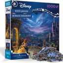 Ceaco - Thomas Kinkade Disney Beauty & The Beast Dancing in The Moonlight 1000 Piece Jigsaw Puzzle, Made in USA, Premium Recycled Board, Full-Color Poster