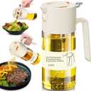 Oil Sprayer for Cooking, 2025 Large Advanced Olive Oil Dispenser Bottle,500ml/17oz Glass Olive Oil Sprayer,2 in 1 Even Spray with Portion Control for Kitchen, Air Fryer, Salad, BBQ - White
