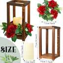Hushee 60 Pcs Integrated Wedding Lantern Centerpiece Rustic Wooden Holder with Candles and Rings Farmhouse Candle Lantern Decor for Home Valentine Wedding Party Table Decor (Brown and Red)