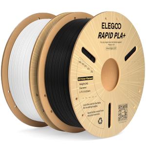 ELEGOO Rapid PLA Plus Filament 1.75mm Black & White 2KG, PLA+ 3D Printer Filament for 600 mm/s High Speed Printing, Dimensional Accuracy +/- 0.02 mm, Pack of 2 1kg Spool(2.2lbs)