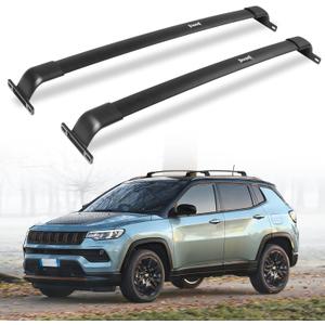 220lbs Cross Bar Roof Rack Fit for Jeep Compass 2018-2026 Cargo Bar Carrier Crossbar Rooftop Accessories (with Side Roof Rails)