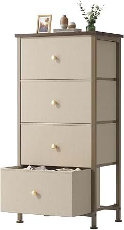 DUMOS Night Stand with 4 Drawers, Bedside Table for Bedroom white