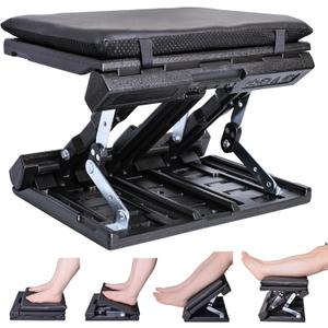 Foot Rest for Under Desk at Work Enlarged, Ergonomic Footrest with Adjustable Height and Angle, Foldable Foot Stool with Removable Pad Massage Beads for Office Gaming Chair, Black