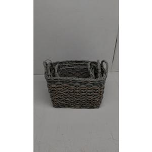 Woven Baskets, Set of 3 for Home, Office, Dorm Room, Living Room, Bedroom, Bathroom, Nursery Storage and Organization (GRAY)
