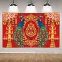 Happy Diwali Photo Backdrop Indian Diwali Peacock Banner Indian Deepavali Festival of Lights Party Decorations and Supplies for Home