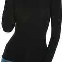 Womens Mock Turtleneck Long Sleeve Stretch Fitted Underscrubs Layer Tee Tops (Black, M)