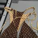 SOLY HUX Women's Polka Dots Bikini Set Halter Triangle String Thong Reversible Summer Beach Two Piece Swimsuit (Multicolor), Small