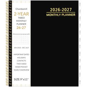 2026-2027 Monthly Planner 2 Year Monthly Planner/Calendar 2026-2027, 24 Months Calendar Planner Jan 2026  Dec 2027, 9" x 11", Tabs, Double-Side Pocket, Holidays, Thick Paper
