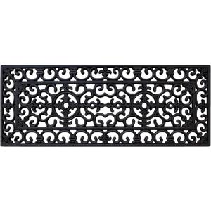 A1HC Indoor Outdoor Doormat 18x48, Natural Rubber, Audrey Rubber Entry Double Doormat Ideal for Outside entryway, Dirt Shoe Scraper Floormats (Black Paisley Long)