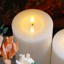 Flameless Flickering 4" x6" Real Wax White Remote Candles with Candle Grease, Pack of 2 Timer LED Battery Operated Fake Warm Light Pillar Candles for Home, Banquet, Ceremony Decoration