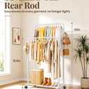 Delamu Double Rods Clothing Rack for Hanging Clothes, Portable Wardrobe Closet Rack, Metal Garment Rack with Rolling Wheels, White