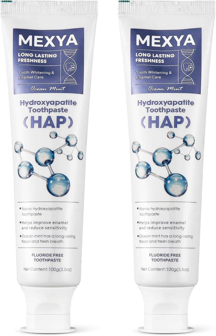 2 x Nano Hydroxyapatite Toothpaste 2 Pack, Fluoride Free Toothpaste for Sensitive Teeth, Gentle Whitening, Daily Enamel Care, Ocean Mint, 100g / 3.5 oz Each