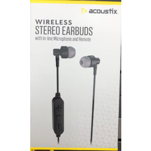 Acoustix Wireless Stereo Earbuds Bluetooth 5.0 In-Line Microphone Remote,  Black