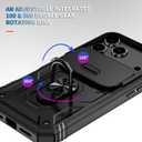 For iPhone 17 Pro Case with All-Angle Rotating Kickstand & Sliding Camera Cover - Heavy Duty Shockproof Protective Cover, Black