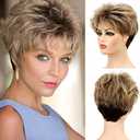 Baruisi Short Pixie Wigs for Women Mixed Blonde Synthetic Layered Cosplay Hair Wig