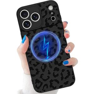 tharlet Compatible with iPhone 17 Pro Cheetah Case, 6.3'' Black Leopard | Compatible with MagSafe, Shockproof Soft TPU Anti Scratch Protective Cheetah Print Women Girls Case for iPhone 17 Pro