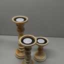 Mela Artisans Whitewash Wood Candle Holders for Pillar Candles Set of 3 | Willow Decor Style for Mantles | White Mango Wood Farmhouse Candle Holders | Rustic Wooden Candleholder | Sized 6", 9" and 12"