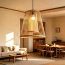 Boho Pendant Light 16" Rustic Farmhouse Chandelier Adjustable Hanging Light