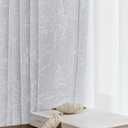 Grey Floral Jacquard Blackout Curtains 84 Inches Long for Bedroom, Flower Chenille Rustic Farmhouse Curtains Living Room Darkening Thermal Insulated Drapes, Grommet Window Curtains 2 Panels
