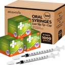 1000 PCS - 1ml Syringe with Cap | Oral Dispenser (No Needle) , Luer Slip Tip, | Sterile Individually Wrapped Medicine Dropper for Infants, Pets and Colostrum Collector - Bulk Case - 10 boxes of 100 PCS (1,000 pcs)