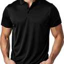 Shirts for Men: Quick Dry Moisture Wicking High Elasticity Convenient Snap Buttons Athleisure Short Sleeve Top. Size M