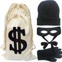Robber Costume Setinclude Robber Mask Money Bag Knitted Hat Gloves For Playing Cops And Robbers,Burglar Halloween Costume