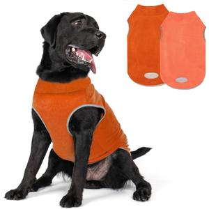 cyeollo 2XL Dog Sweater for Large Dogs Male Female, Reflective Dog Sweatshirt Pullover Jacket Fall Winter Dogs Sweaters Warm Pet Clothes, Orange & Red XXL