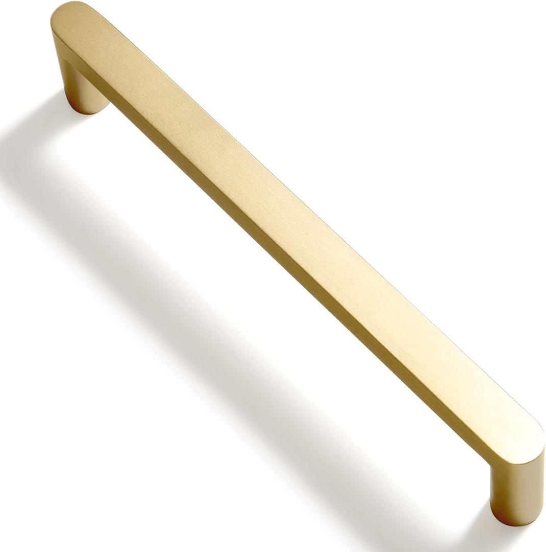 Goo-Ki 6 Pack Pure Brass Made Luxurious Cabinet Pulls,Matte,5 Inches Center to Center,Brushed Brass