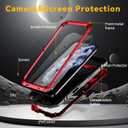 Lunivop Case Compatible for iPhone Air Case Dustproof Heavy Duty Rugged Military Grade Metal Built in Screen Camera Protector The Phone Case 2025 (for 17 Air 6.5" Red)