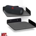 BRAINWAVZ 2-Pack 8 Corner Floating Shelf for Speakers, Books, Decor, Plants, Cameras, Photos, Kitchen, Bathroom, Routers & More Universal Small Holder Acrylic Wall Shelves (Black)