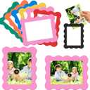 Kingdder 12 Pcs Scalloped Magnetic Picture Frame for Refrigerator 4 x 6 Colorful Reusable Picture Frame Magnets Decorative Photo Holders for Fridge Home School Office Kitchen Locker Decor