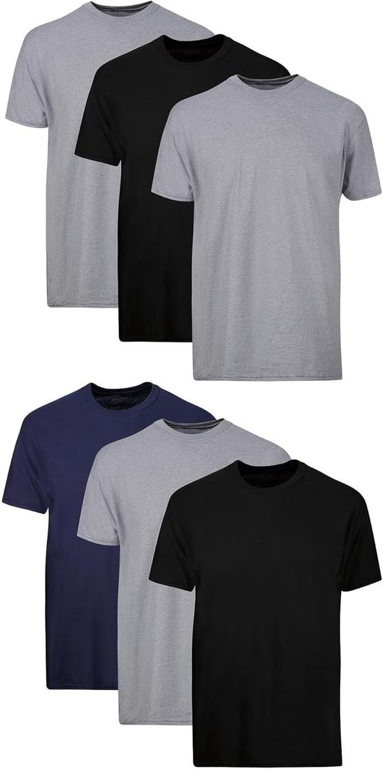 Hanes Men's Undershirt Packs, Stay-Tucked Soft Cotton Undershirts, Best Undershirts for Men, White/Black/Asstd Multipacks Large