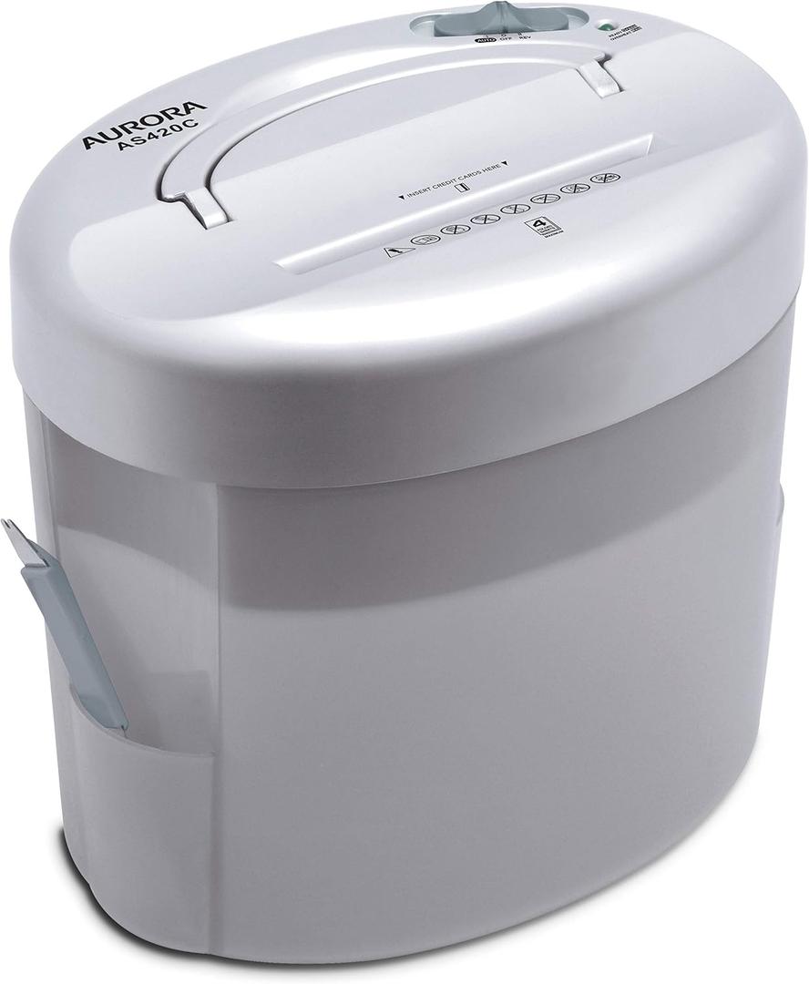Aurora AS420C Desktop-Style Cross-Cut Paper Shredder, 4-Sheet Crosscut Desktop