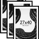 Abtgt 27x40 inch Poster Frame Set of 3, Display Pictures 24x36 with Mat or 27x40 without Mat, Poster Frames for Vertical & Horizontal Wall Hanging Display, Black