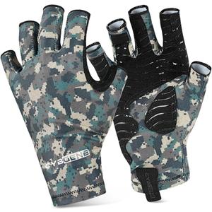 5 x Fishing Gloves UV Protection Gloves Sun Protection Gloves UPF50+ Men Women for Outdoor, Kayaking, Rowing (Large, Camouflage)