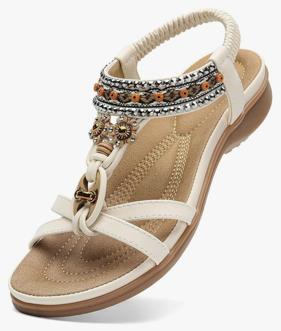 Littleplum Womens Sandals Arch Support Summer Beach Sandals Comfort Walking Shoes Bohemian Flip Flops Sandals for Women, SIZE 8.5