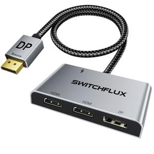 SWITCHFLUX DisplayPort to Dual HDMI with DP Adapter |4K@60Hz| Extended Display 1 in 3 Out MST Hub for Multiple Monitors Compatible with PC,NVIDIA/AMD Graphics Card