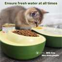 Cat Food and Water Bowl  Avocado Cat Bowl with Water Dispenser Pet Bowl& Small Dogs, Non-Spill, Anti-Choke, Eco-Friendly Dog Feeding Bowl Water Fountain 3-in-1 (Green&Yellow)