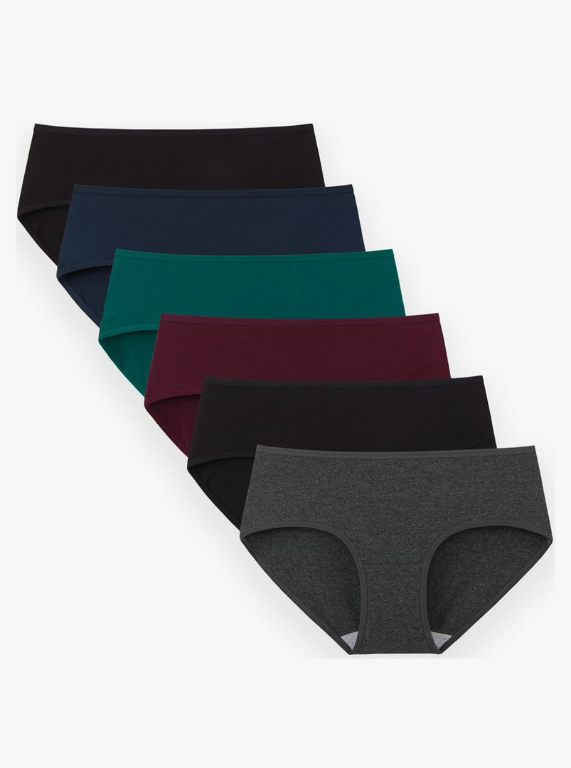 INNERSY Womens Underwear Cotton Hipster Panties Regular & Plus Size 6-Pack L