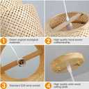 Bamboo Pendant Light - Boho Basket Chandelier Handmade Woven Pendant Light, Natural Wicker Rattan Hanging Chandelier for Kitchen Island Dining Room Living Room Porch