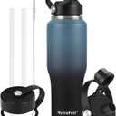 32oz Water Bottle Insulated with Straw, Leak Proof Water Bottles Mens Water Bottle Stainless Steel for Gym,Hiking,TravelSport,1 Liter, Bpa free (Blue Black Gradient)