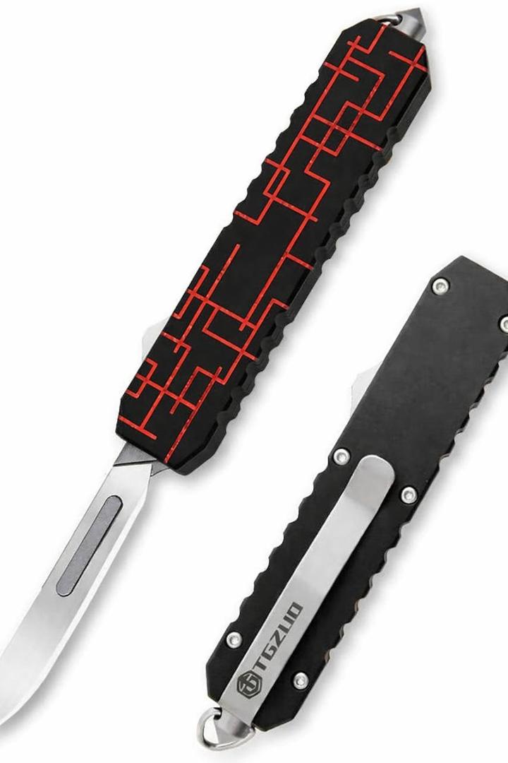 Aluminium Alloy Pocket Knife with Clip, Folding EDC Utility Knife, Push Button Box Cutter