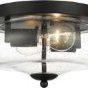 Darkaway Black Ceiling Light Fixtures, Indoor Outdoor Flush Mount Ceiling Light with Seeded Glass Shade for Farmhouse Hallway Kitchen Bedroom Porch Living Dining Room (11inch)